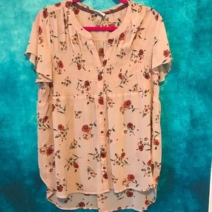Knox Rose tunic peach floral XL